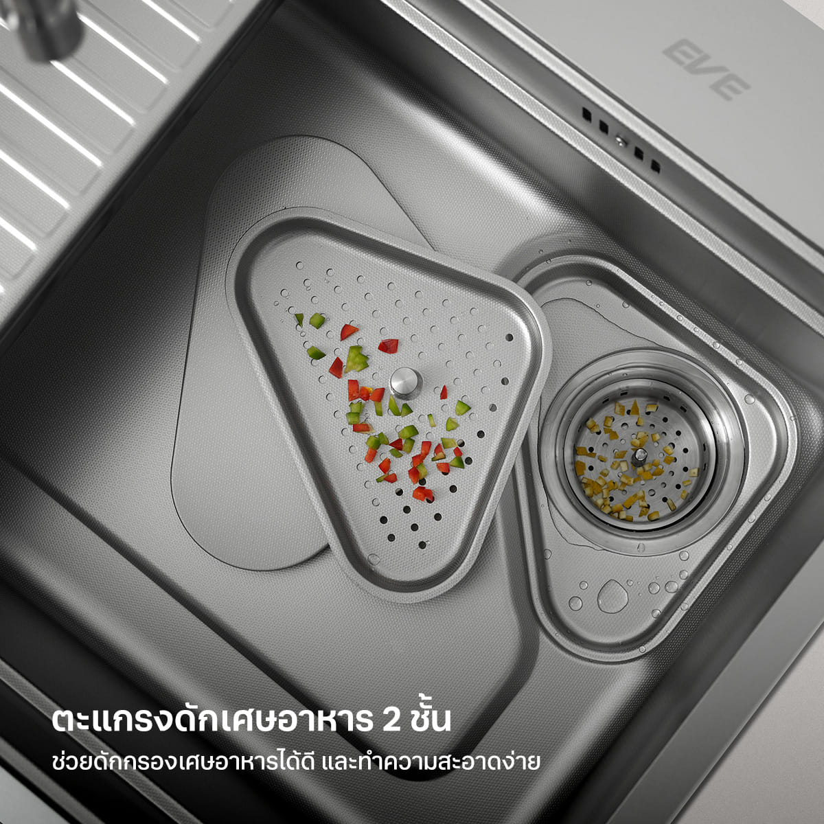 ซิงค์ฝัง 1 หลุมไม่มีที่พักจาน EVE MILLET 750/480 ขนาด 75 ซม. สีเทาไทเทเนียม_7